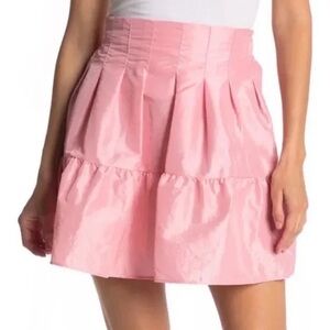 Topshop taffeta lantern mini skirt pink nylon aline tiered